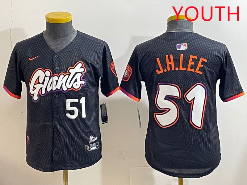 Youth San Francisco Giants #51 J.H.Lee Black Joint Name 2025 Nike MLB Jersey style 2